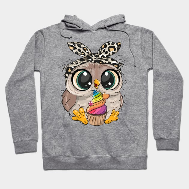 Cute owl with cupcake Hoodie by Reginast777